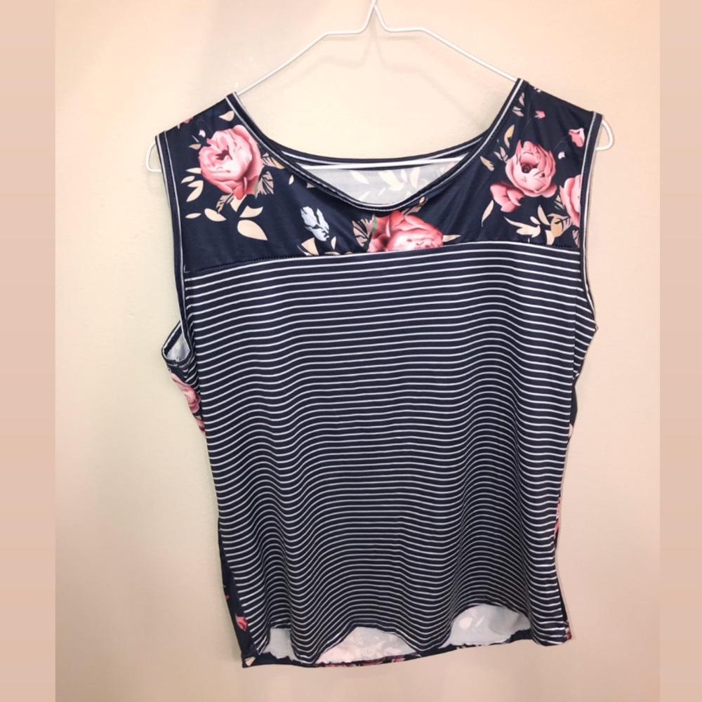 Striped/Floral Tank Top